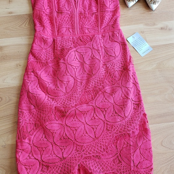 Pink Adelyn Rae lace high/low sheath dress - Picture 2 of 7